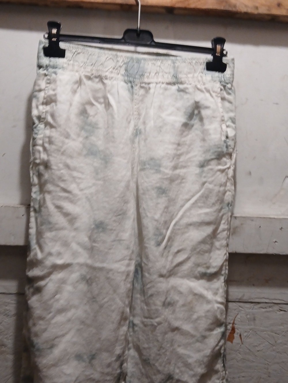 Rachel Zoe Pale Green and White Linen Stretch Waist Pants Wide Leg Linen Size M